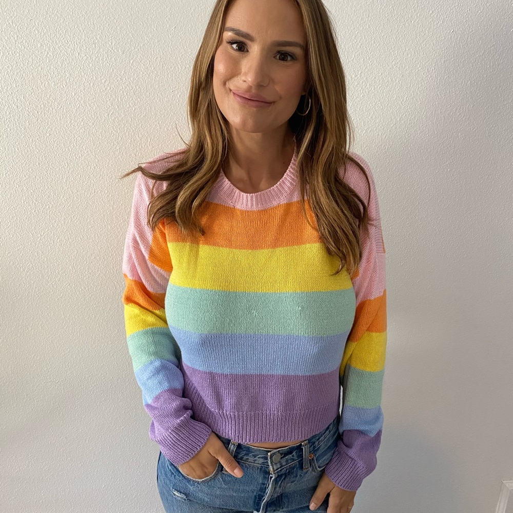 Rainbow sweater (slightly cropped style)